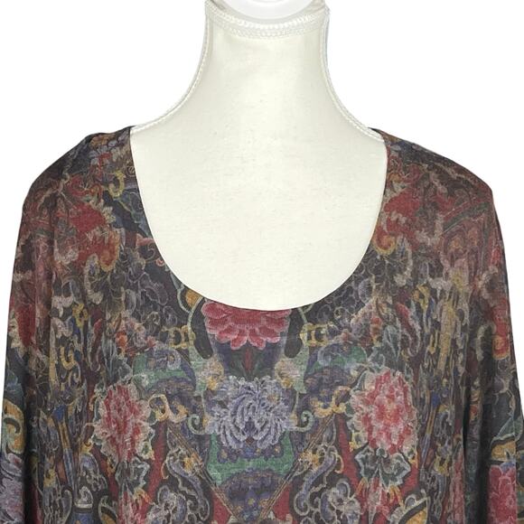 SOFT SURROUNDINGS Women's Petite Large PL Paisley Floral Scoop‎ Neck Long Sleeve - Picture 2 of 10